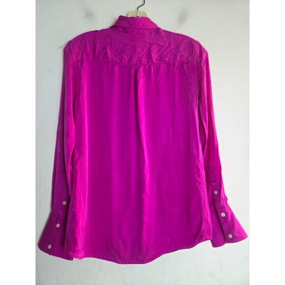 Suistudio Fuschia Pink 100% Silk Long Sleeve Button Down Blouse size EU36/US 6 - Picture 6 of 10